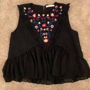 Black top with flower detailing